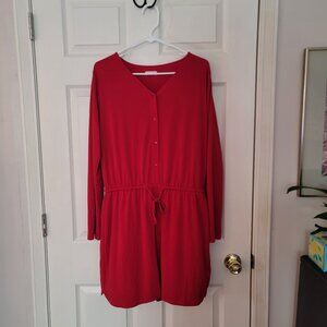 Womens red long sleeve romper - size L